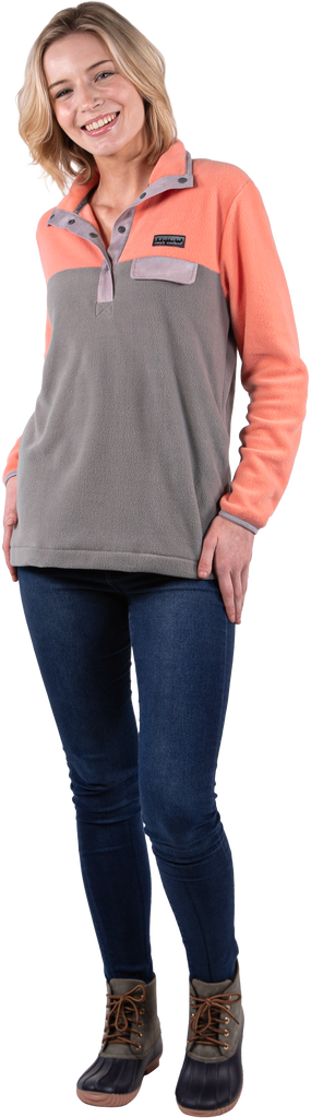Simply Fleece Quarter Snap Pullover - Coral Gray - F22 - Simply Southern