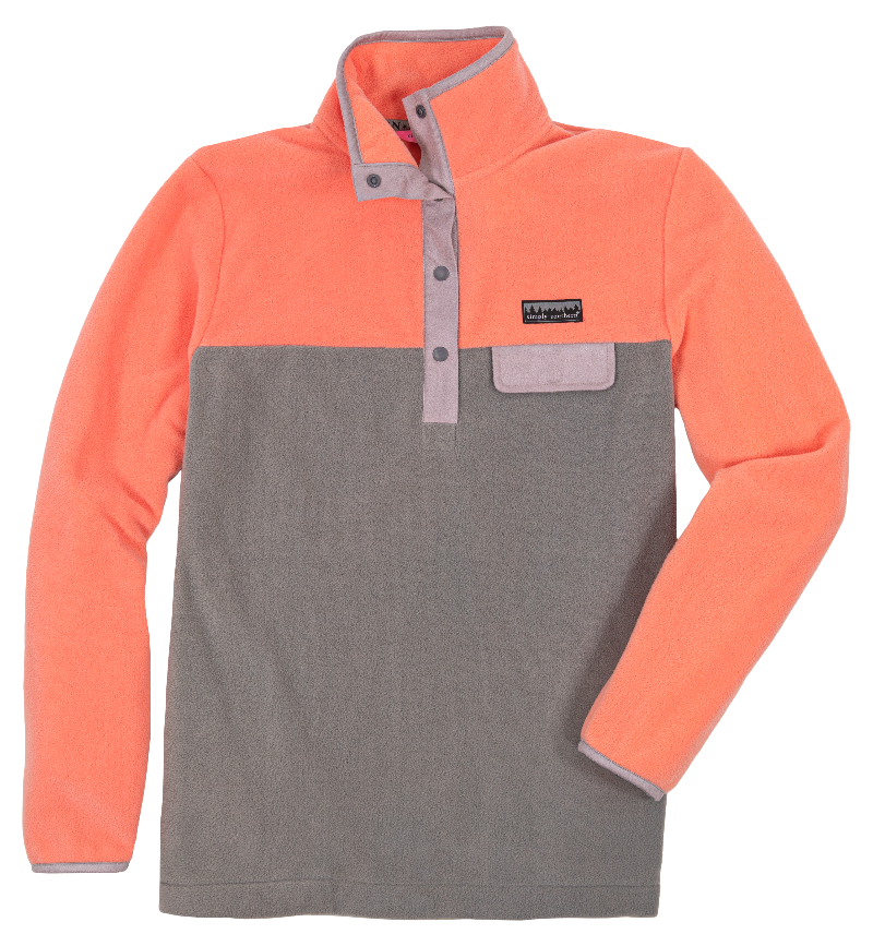 Simply Fleece Quarter Snap Pullover - Coral Gray - F22 - Simply Southern