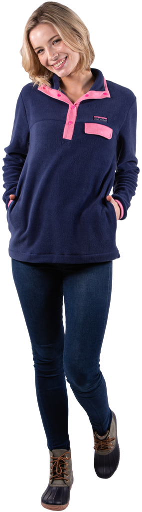 Simply Fleece Quarter Snap Pullover - Navy - F22 - Simply Southern