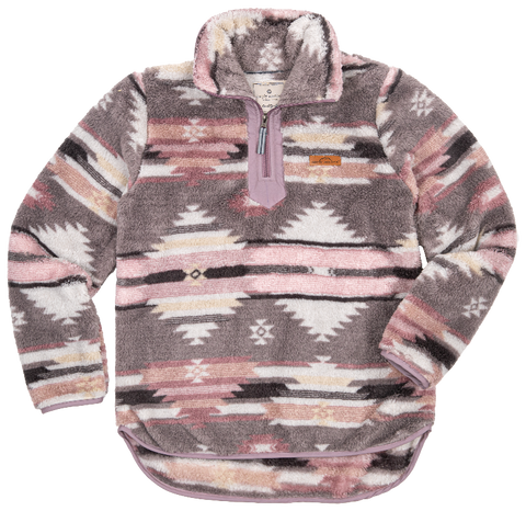 Y-Neck Sherpa Pullover - Aztec - F22 - Simply Southern