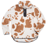 Y-Neck Sherpa Pullover - Cow - F22 - Simply Southern