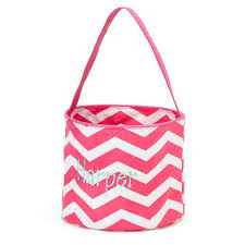 Pink Chevron Easter Bucket with a Free Monogram
