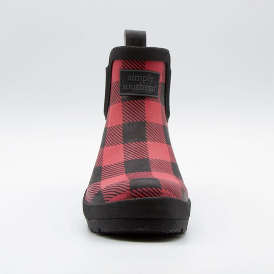 Rain Boots Slip On - Buffalo Red & Black - F21 - Simply Southern