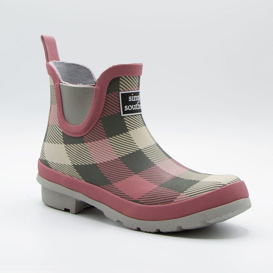 Rain Boots Slip On - Buffalo Grey & Pink - F21 - Simply Southern