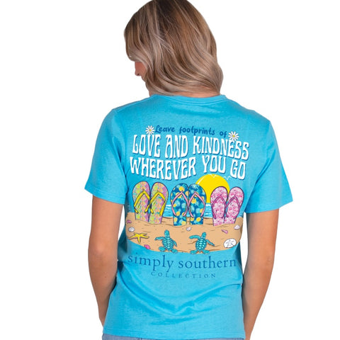Leave Footprints of Love and Kindness Wherever You Go - Flipflops - SS - S22 - Adult T-Shirt