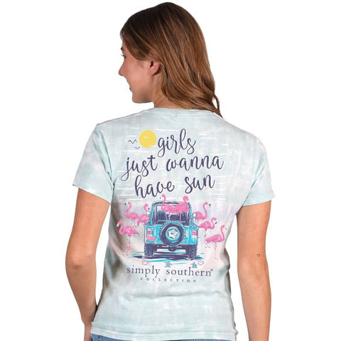 Girls Just Wanna Have Sun - Jeep - Flamingos - S23 - SS - Adult T-Shirt