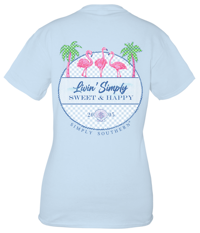 Flamingos - Livin' Simply Sweet & Happy - S23 - SS - Adult T-Shirt