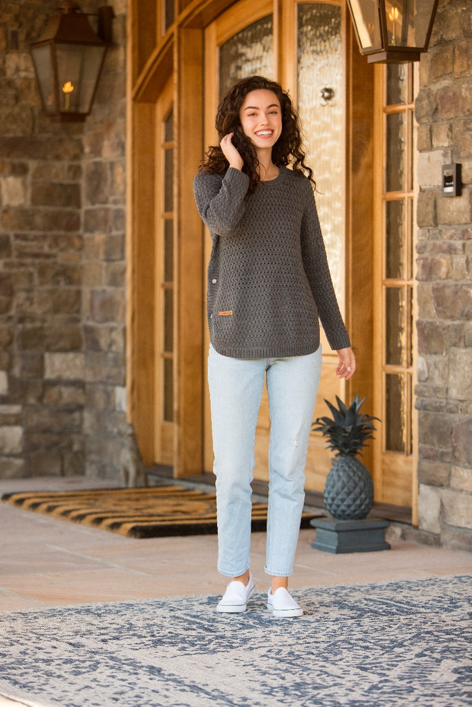 Snap Sweater - Stone - F22 - Simply Southern