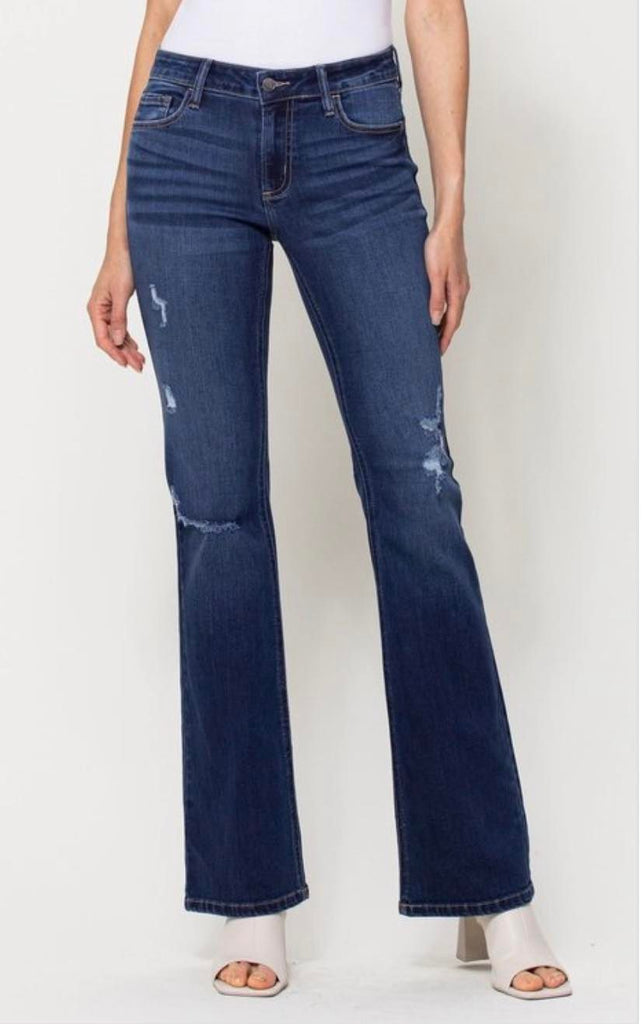 Mid Rise Distressed Fray Jeans - WV38012 - Cello