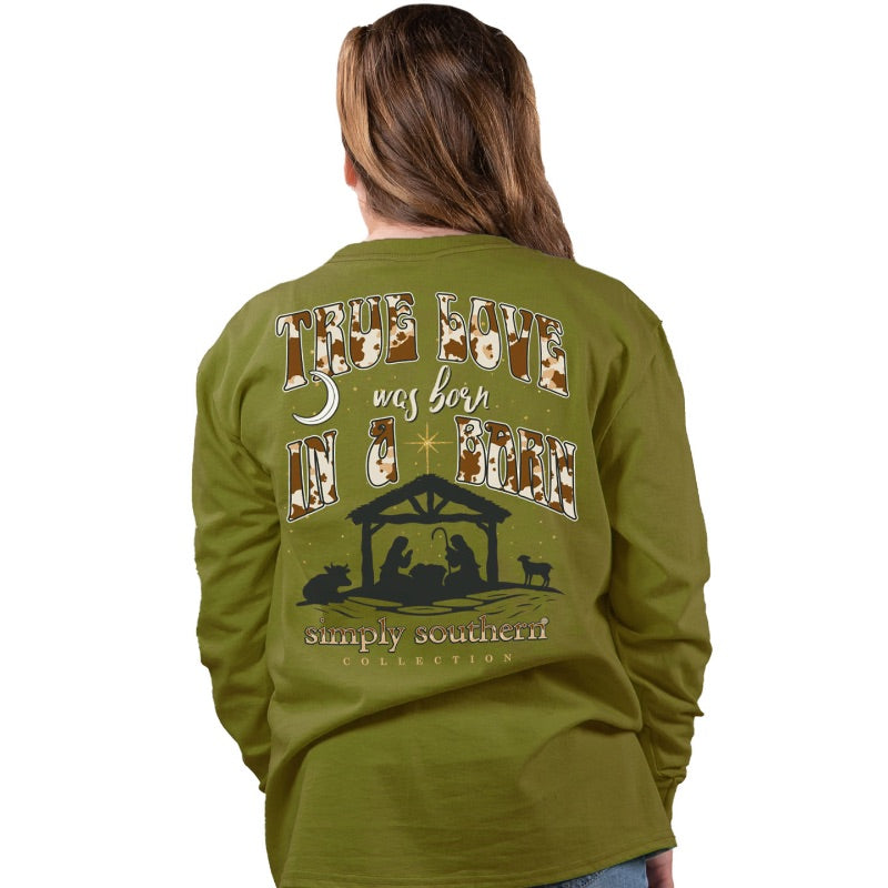 True Love Was Born In A Barn - Nativity Scene - SS - F21 - YOUTH Long Sleeve