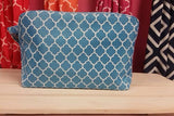 Aqua Blue - Quatrefoil Cosmetic Bag
