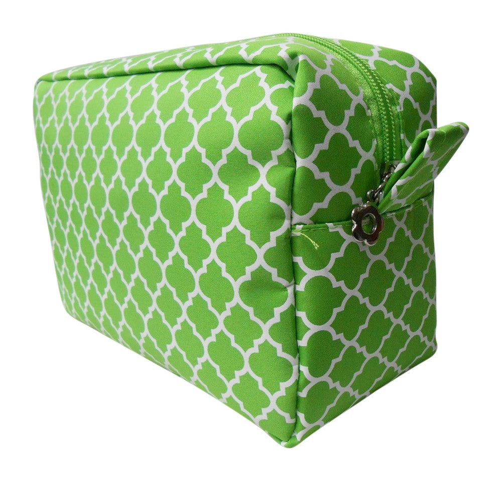 Kiwi Green - Quatrefoil Cosmetic Bag