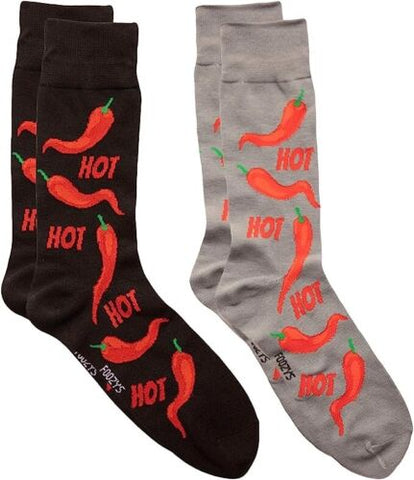 Graphic Adult Socks - Foozy - Hot Pepper (Gray & Black)